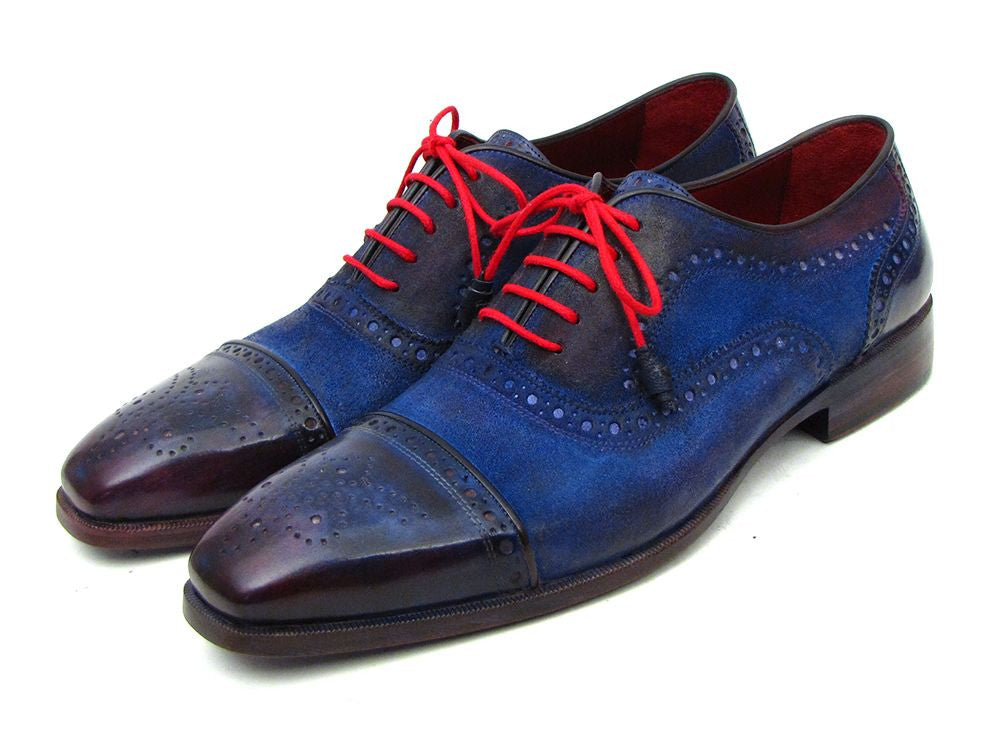 Paul Parkman Men's Captoe Oxfords Blue Suede - Dudes Boutique