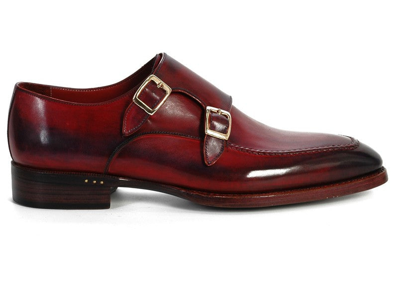 Paul Parkman Men's Double Monkstrap Shoes Black & Bordeaux - Dudes Boutique