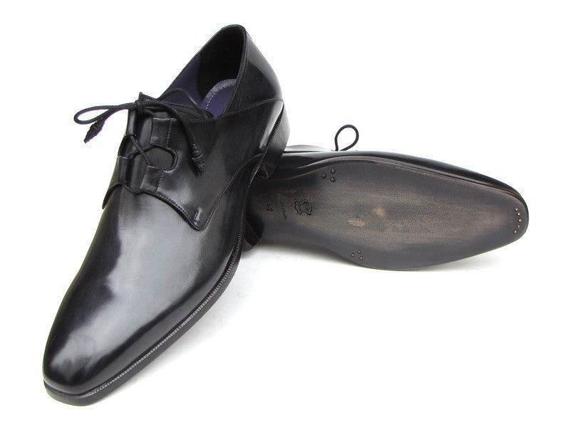Paul Parkman Ghillie Lacing Plain Toe Black Shoes - Dudes Boutique