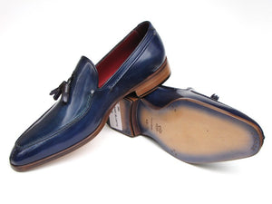 Paul Parkman Blue Hand Painted Leather Tassel Loafer - Dudes Boutique