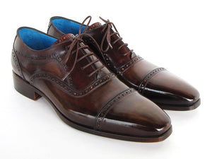 Paul Parkman Captoe Oxfords Anthracite Brown Hand-Painted Leather - Dudes Boutique