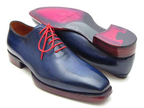 Paul Parkman Goodyear Welted Wholecut Oxfords Navy Blue Hand-Painted - 044CR