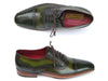 Paul Parkman Men's Side Handsewn Captoe Oxfords- Green/ Yellow Leather Upper and Leather Sole - Dudes Boutique