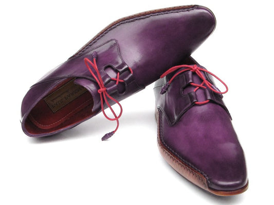 Paul Parkman Men's Ghillie Lacing Side Handsewn Dress Shoes - Purple Leather Upper And Leather Sole - Dudes Boutique