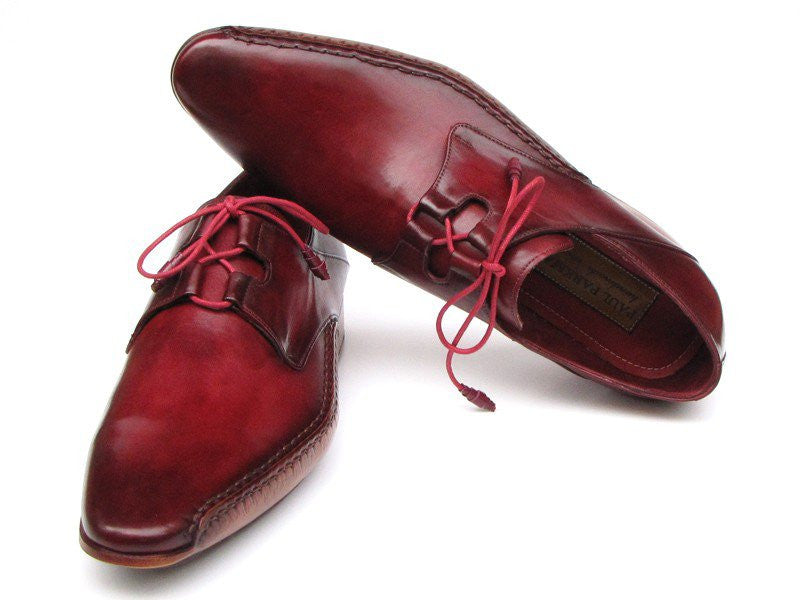 Paul Parkman Ghillie Lacing Side Handsewn Dress Shoes- Burgundy Leather Upper And Leather Sole - Dudes Boutique