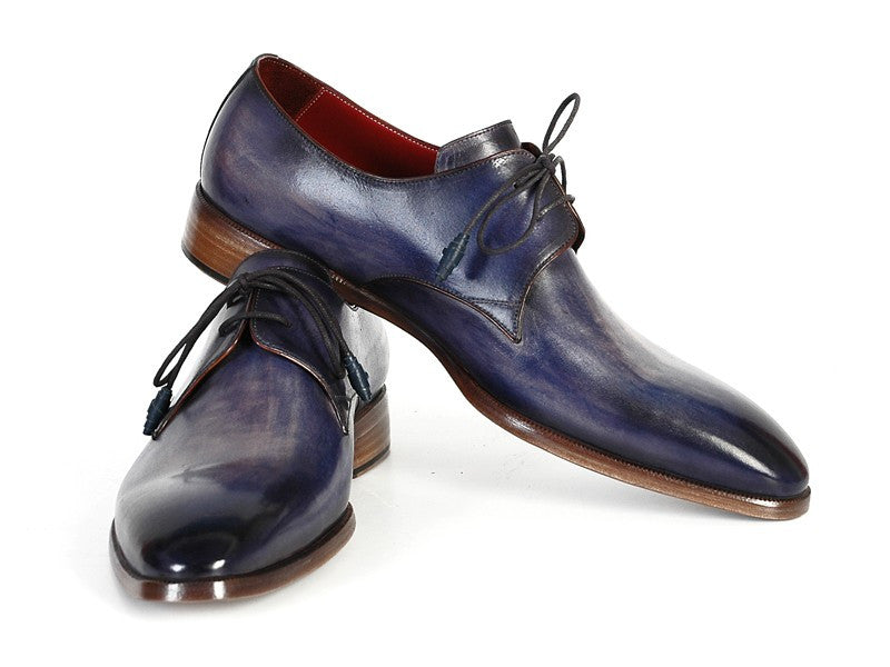 Paul Parkman Men's Blue & Navy Hand-Painted Derby Shoes - Dudes Boutique