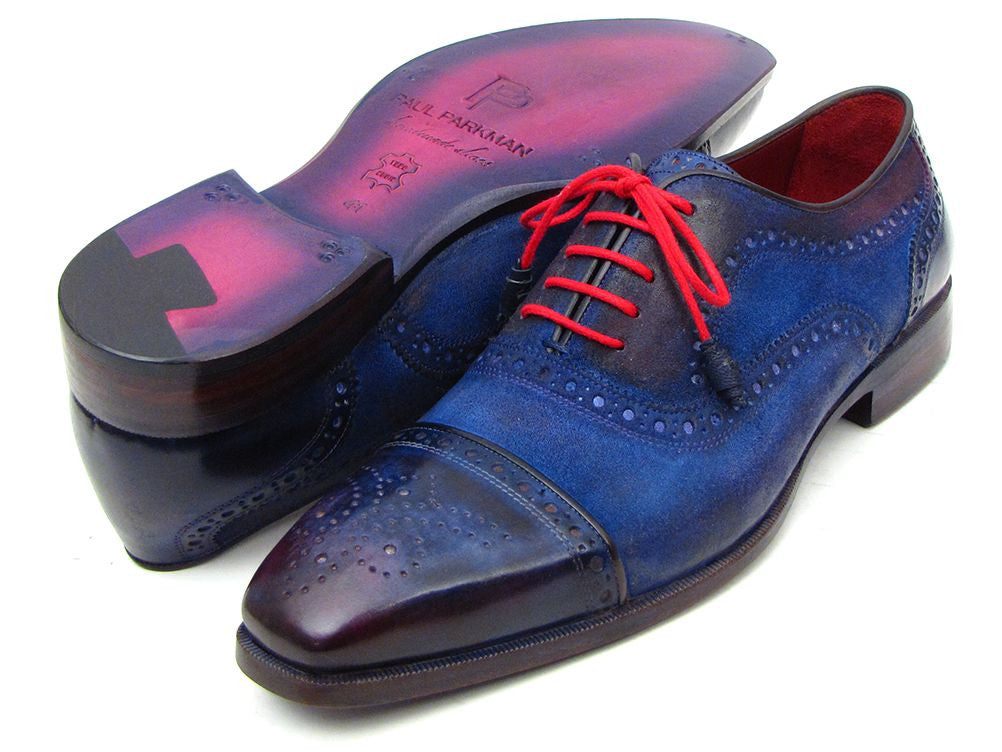 Paul Parkman Men's Captoe Oxfords Blue Suede - Dudes Boutique