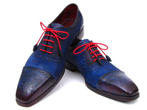 Paul Parkman Men's Captoe Oxfords Blue Suede - Dudes Boutique