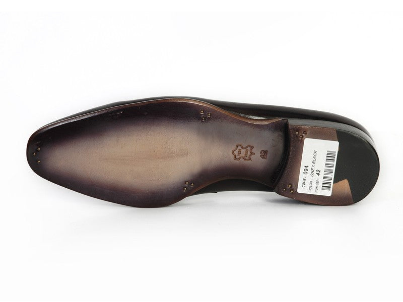 Paul Parkman Men's Loafer Black & Gray Hand-Painted Leather Upper With Leather Sole - Dudes Boutique