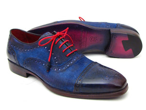 Paul Parkman Men's Captoe Oxfords Blue Suede - Dudes Boutique