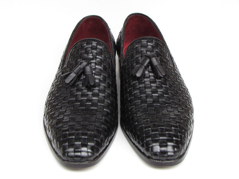 Paul Parkman Men's Tassel Black Woven Leather Loafer - Dudes Boutique
