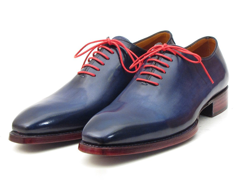 Paul Parkman Hand- Painted Navy Blue Goodyear Welted Wholecut Oxfords - Dudes Boutique