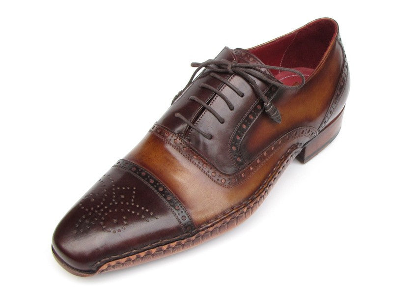 Paul Parkman Captoe Oxfords Brown Hand Pained Shoes - Dudes Boutique