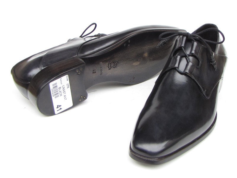 Paul Parkman Ghillie Lacing Plain Toe Black Shoes - Dudes Boutique