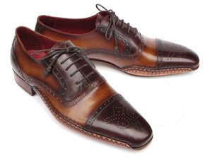 Paul Parkman Captoe Oxfords Brown Hand Pained Shoes - Dudes Boutique