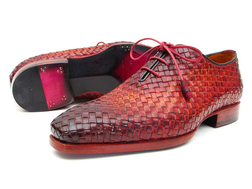 Paul Parkman Bordeaux & Tobacco Woven Leather Oxfords - Dudes Boutique