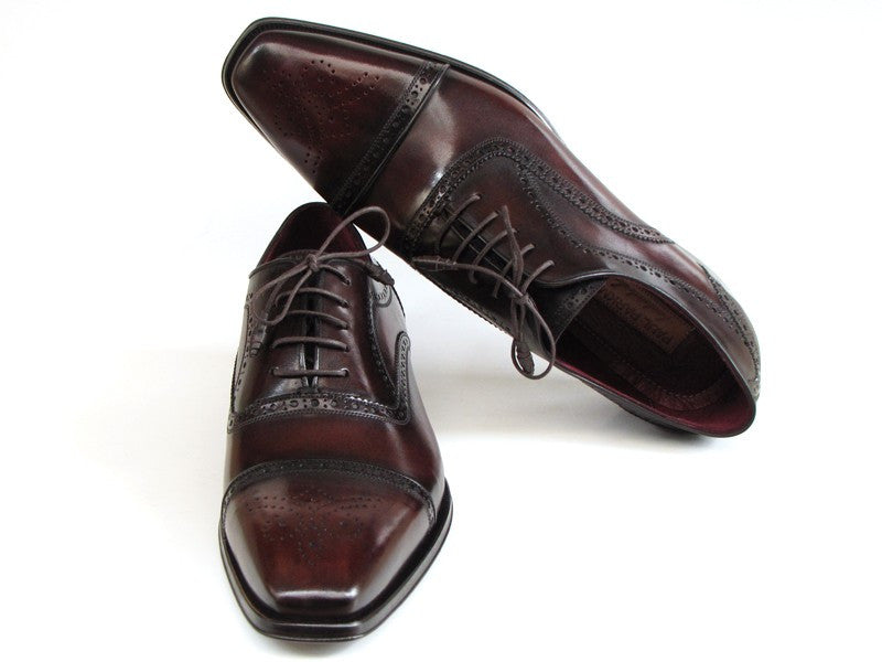 Paul Parkman Captoe Bordeaux & Brown Hand-Painted Oxfords - Dudes Boutique