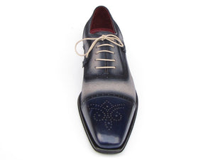 Paul Parkman Captoe Oxfords- Navy/Beige Hand-Painted Suede Upper And Leather Sole - Dudes Boutique