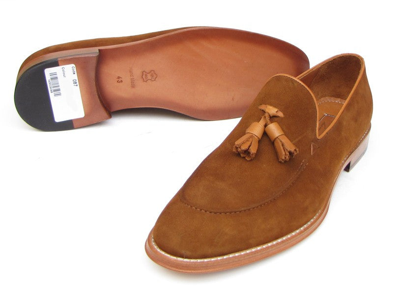 Paul Parkman Men's Tassel Loafer Suede Shoes [ Tobacco , Green, Or Brown ] - Dudes Boutique