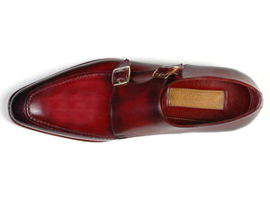 Paul Parkman Men's Double Monkstrap Shoes Black & Bordeaux - Dudes Boutique