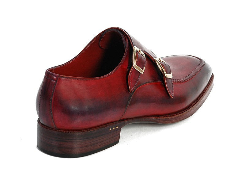 Paul Parkman Men's Double Monkstrap Shoes Black & Bordeaux - Dudes Boutique