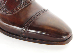 Paul Parkman Captoe Oxfords Anthracite Brown Hand-Painted Leather - Dudes Boutique