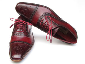 Paul Parkman Side Handsewn Captoe Oxfords- Red/ Bordeaux Leather Upper And Leather Sole - Dudes Boutique