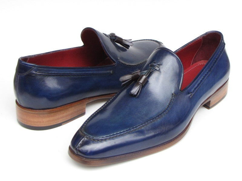 Paul Parkman Blue Hand Painted Leather Tassel Loafer - Dudes Boutique