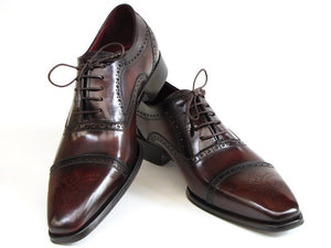 Paul Parkman Captoe Bordeaux & Brown Hand-Painted Oxfords - Dudes Boutique