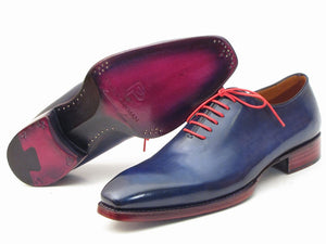 Paul Parkman Hand- Painted Navy Blue Goodyear Welted Wholecut Oxfords - Dudes Boutique