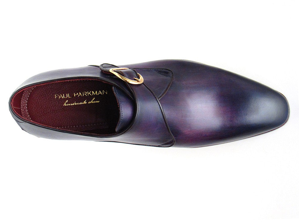 Paul Parkman Single Monkstrap Purple Leather Shoes - Dudes Boutique