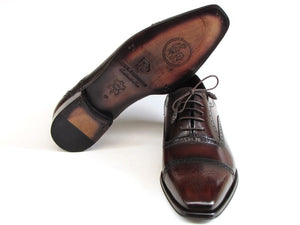 Paul Parkman Captoe Bordeaux & Brown Hand-Painted Oxfords - Dudes Boutique