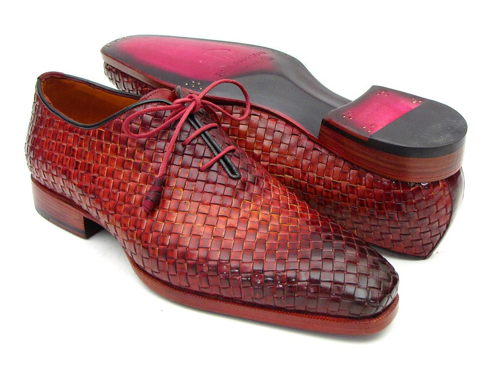 Paul Parkman Bordeaux & Tobacco Woven Leather Oxfords - Dudes Boutique