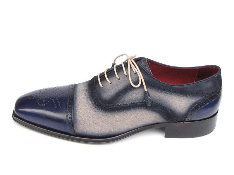 Paul Parkman Captoe Oxfords- Navy/Beige Hand-Painted Suede Upper And Leather Sole - Dudes Boutique