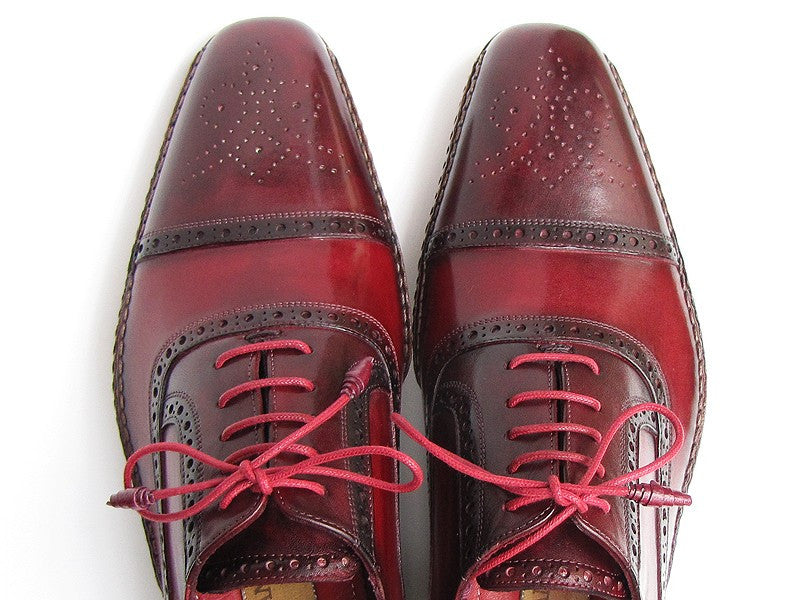 Paul Parkman Side Handsewn Captoe Oxfords- Red/ Bordeaux Leather Upper And Leather Sole - Dudes Boutique