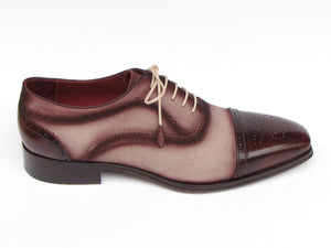 Paul Parkman Captoe Oxfords- Bordeaux/Beige Hand-Painted Suede Upper And Leather Sole - Dudes Boutique