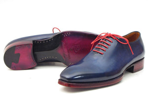 Paul Parkman Hand- Painted Navy Blue Goodyear Welted Wholecut Oxfords - Dudes Boutique