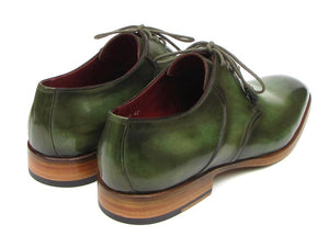 Paul Parkman Green Hand-Painted Derby Shoes Leather Upper & Leather Sole - Dudes Boutique