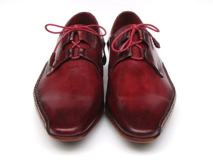 Paul Parkman Ghillie Lacing Side Handsewn Dress Shoes- Burgundy Leather Upper And Leather Sole - Dudes Boutique
