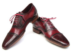 Paul Parkman Side Handsewn Captoe Oxfords- Red/ Bordeaux Leather Upper And Leather Sole - Dudes Boutique