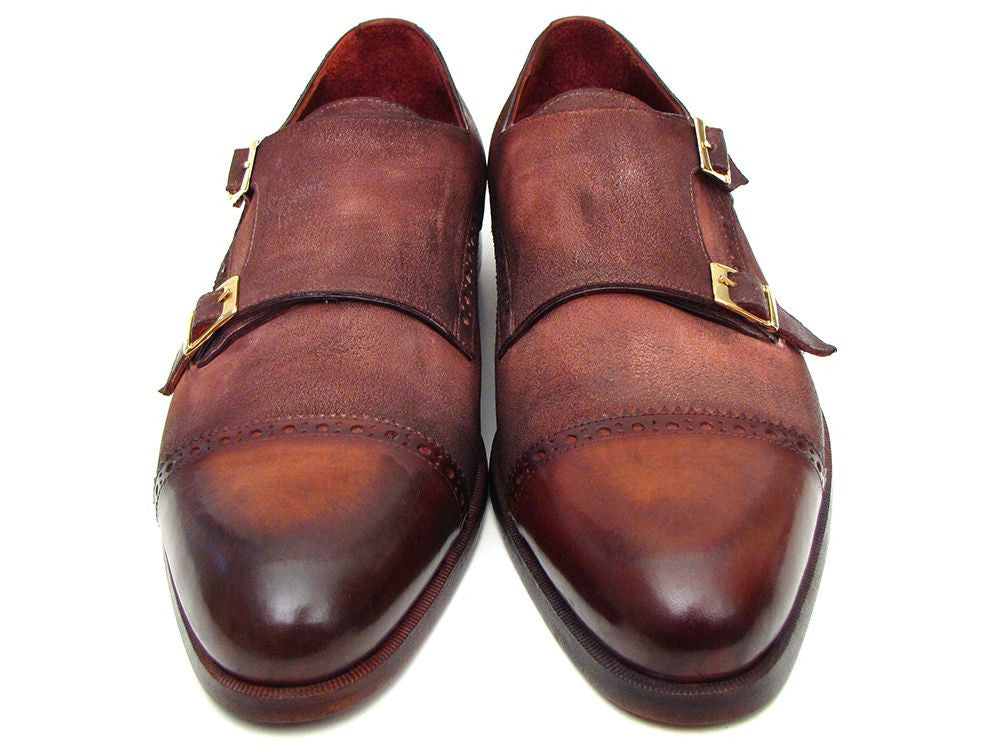 Paul Parkman Men's Captoe Double Monkstrap Antique Brown Suede - Dudes Boutique