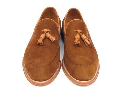 Paul Parkman Men's Tassel Loafer Suede Shoes [ Tobacco , Green, Or Brown ] - Dudes Boutique