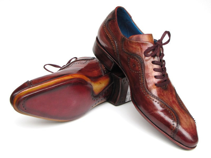 Paul Parkman Handmade Lace-Up Casual Shoes For Men Brown Handpainted Leather Upper And Leather Sole - Dudes Boutique
