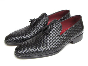 Paul Parkman Men's Tassel Black Woven Leather Loafer - Dudes Boutique