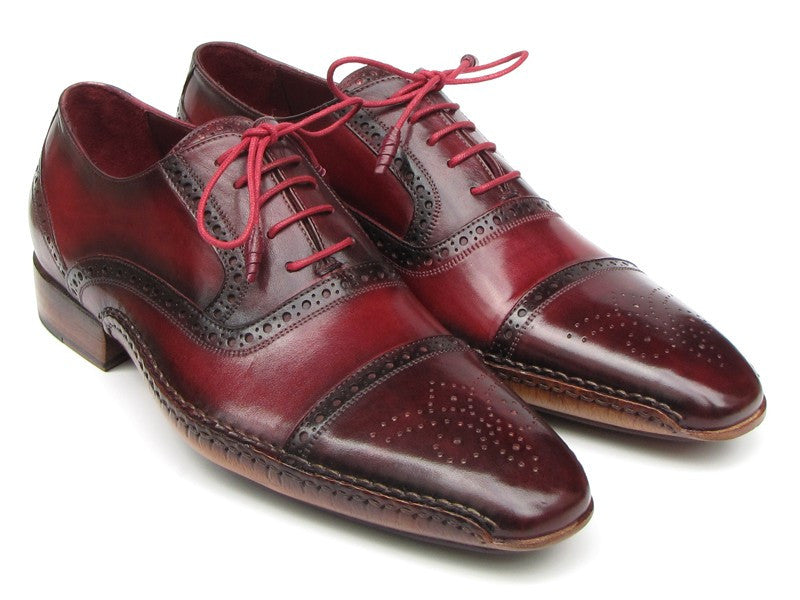 Paul Parkman Side Handsewn Captoe Oxfords- Red/ Bordeaux Leather Upper ...