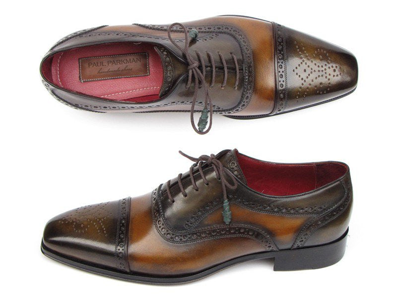 Paul Parkman Camel & Olive Captoe Oxfords - Dudes Boutique