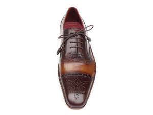 Paul Parkman Captoe Oxfords Brown Hand Pained Shoes - Dudes Boutique