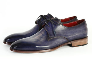 Paul Parkman Men's Blue & Navy Hand-Painted Derby Shoes - Dudes Boutique