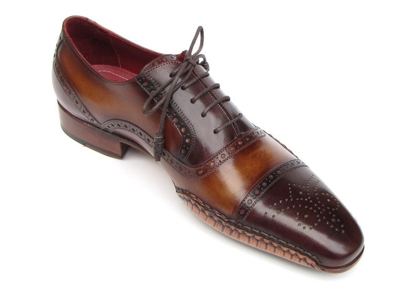 Paul Parkman Captoe Oxfords Brown Hand Pained Shoes - Dudes Boutique