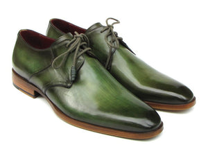 Paul Parkman Green Hand-Painted Derby Shoes Leather Upper & Leather Sole - Dudes Boutique